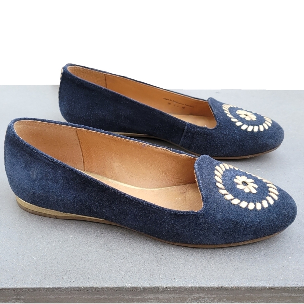 JACK Rogers Ballet Flat 5 Blue suede Gold - Picture 5 of 11